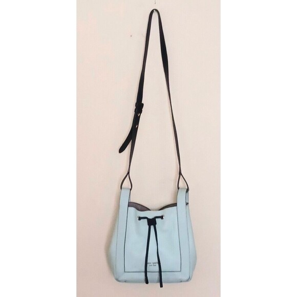 Kate Spade New York Grab Bucket Crossbody Lt Blue/Navy Pebbled Leather - Picture 11 of 15